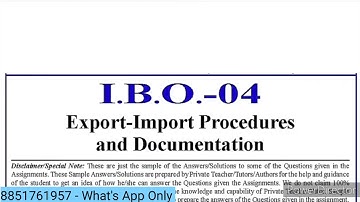 IBO 04 Solved Assignment 2022-23 | IBO 04 Solved Assignment 2023 PDF | IBO 4 Assignment 2023 | IBO 4