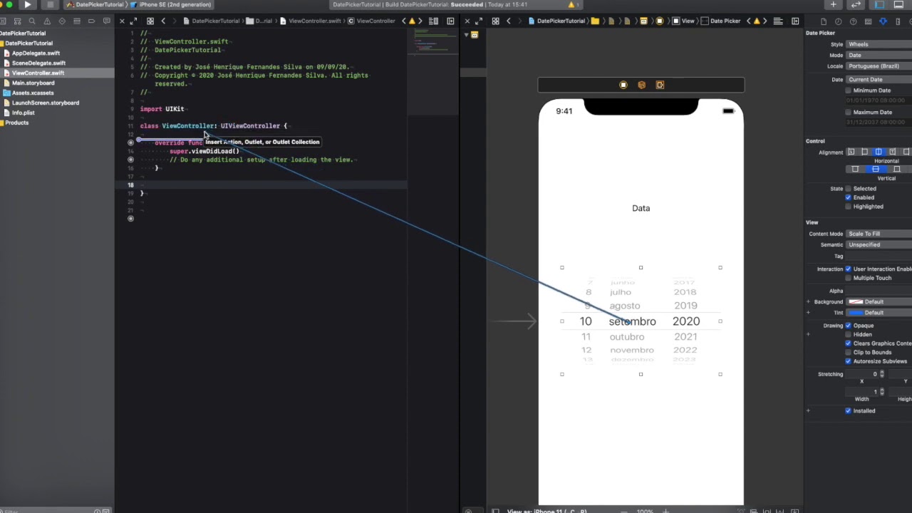 Ligação Storyboard viewController - YouTube