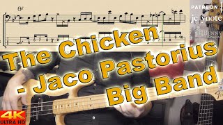 Video thumbnail of "Jaco Pastorius Big Band - The Chicken [BASS COVER] - with notation and tabs"