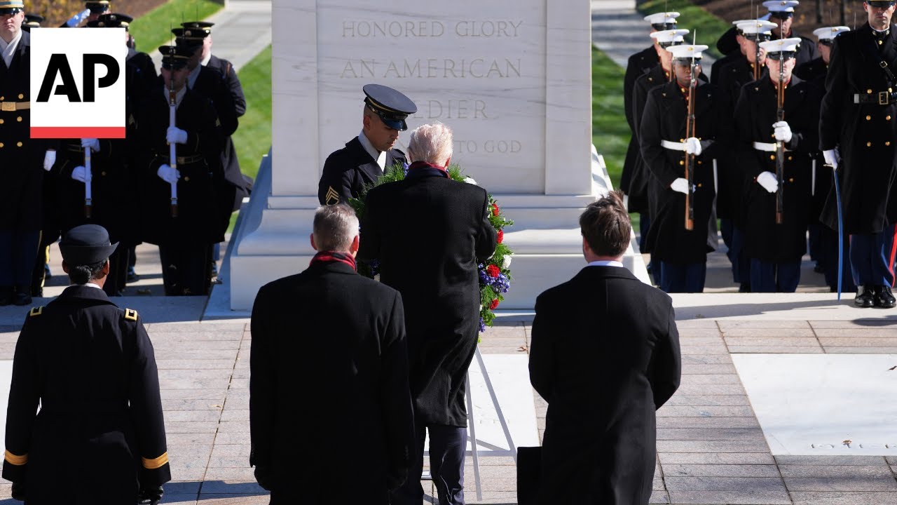 Trump lays wreath honoring veterans at Arlington National Cemetery