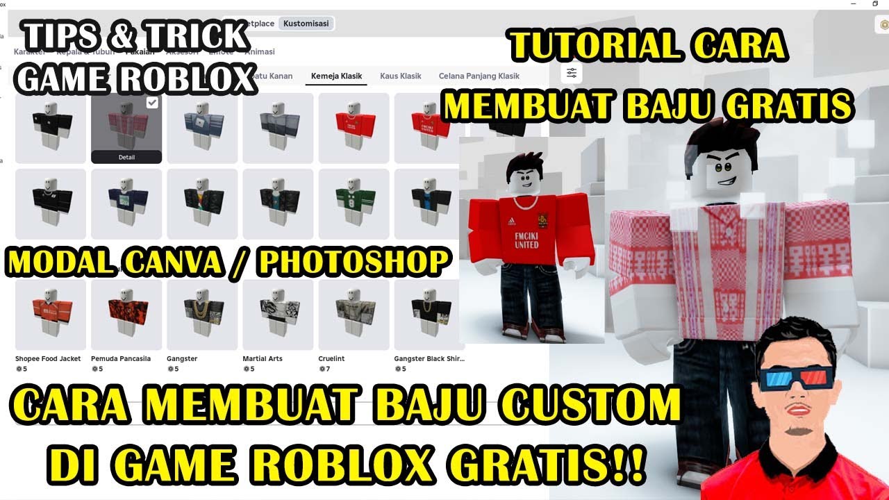 Cara buat baju sendiri di roblox GRATIS dan berbayar, mudah