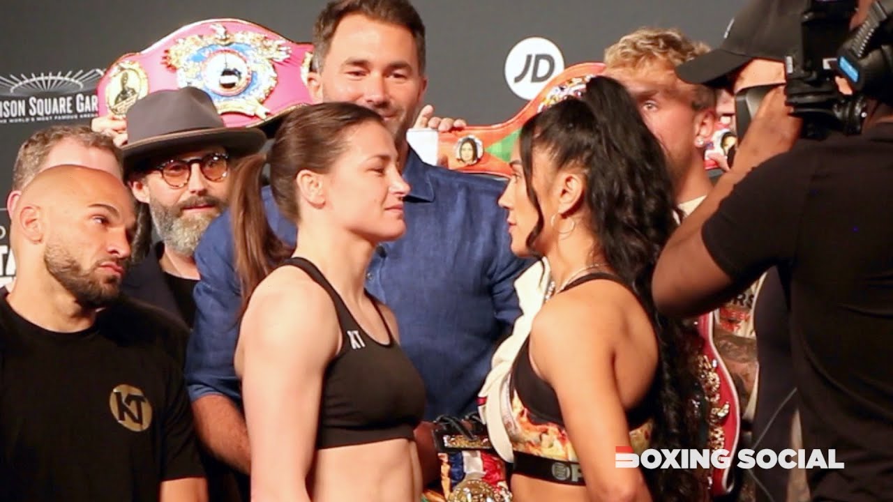 Katie Taylor & Amanda Serrano Full Weigh in & Face Off Ahead of Undisputed Title Clash in New York