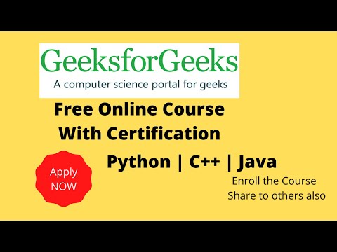 Free Online Courses with Certificate  By GeeksForGeeks |  Python | C++ | Java | #freeonlinecourses