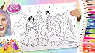 DISNEY PRINCESS CHRISTMAS COLORING PAGES Cinderella,Snow White,Belle,Ariel & Rapunzel *REUPLOAD*