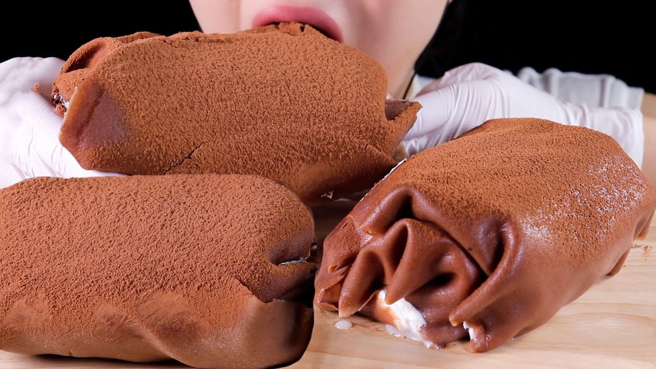 ASMR MUKBANG | Edible Towel Chocolate Crepe Cake | Eating and Cooking Sounds