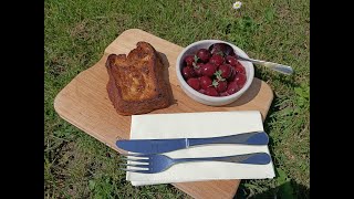 RECETTE : PAIN PERDU POÉLÉE DE CERISES AU MIEL RÉALISÉE PAR NOTRE CHEF FREDERIC CLAUDEL.