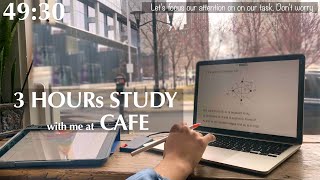 3 HOURS Study with me Cafe| Coffee Shop Ambiance| Background noise| Rainy Day| 4k| Mindful Studying