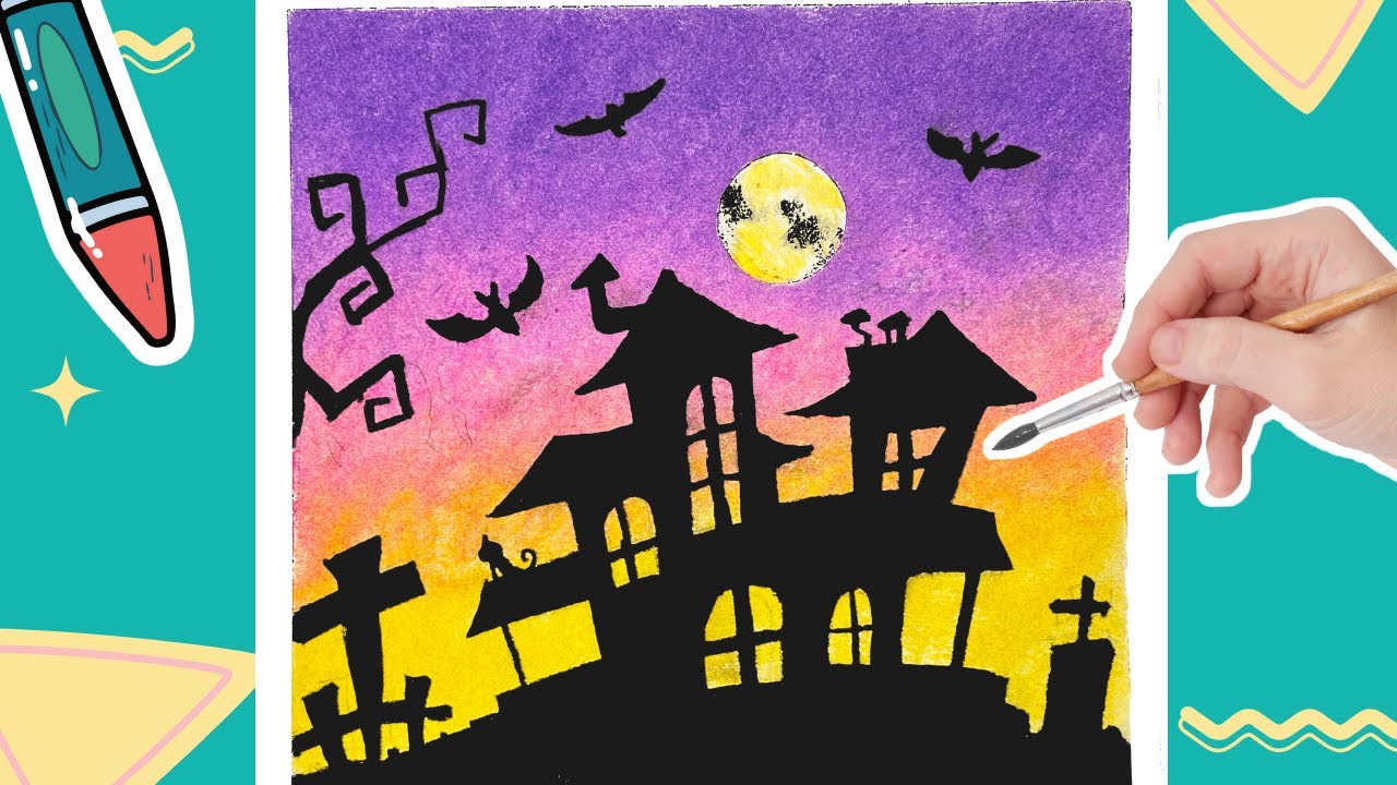 How to draw Haunted House || how to draw Halloween Drawing | Easy Drawing for Kids