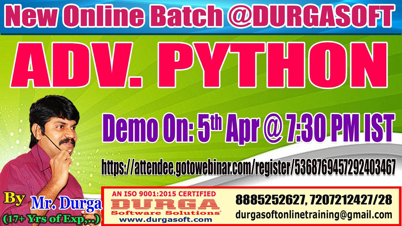 ADV PYTHON Online Training By Mr. DURGA Sir - YouTube