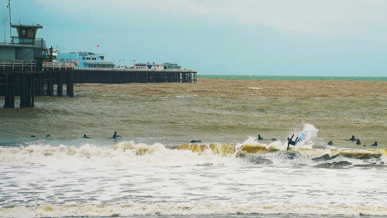 Surfing Santa Cruz Wharf "Novelty Wave" YouTube