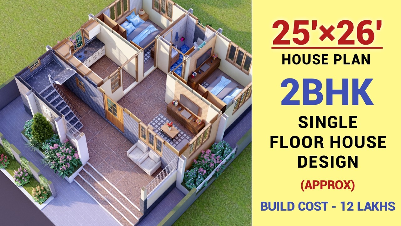 2 Bedroom House Design Plan | 650 Sqft | East Facing #homedesign #house ...