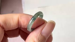 16.1mm A-Grade Natural Blue Floral Jadeite Slim Cut Ring Band No. 162671