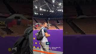 Luca Dončić ready to leave  practice with his backpack. 🏀
