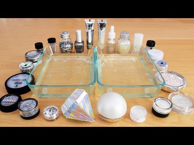 Diamonds vs Pearls - Mixing Makeup Eyeshadow Into Slime! Special Series 88 Satisfying Slime Video class=