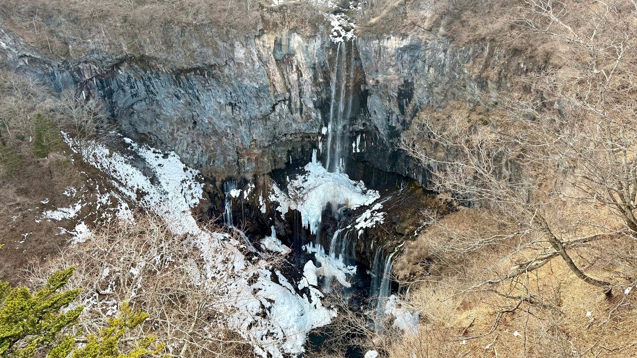 (4K) Kegon Falls with Snow and Ice/雪と氷に覆われた華厳の滝 2/24/26