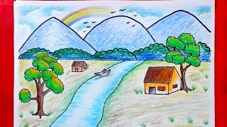 Hướng dẫn từng bước vẽ tranh phong cảnh cho người mới bắt đầu -P1 -Học Vẽ  Tranh Đơn Giản - YouTube
