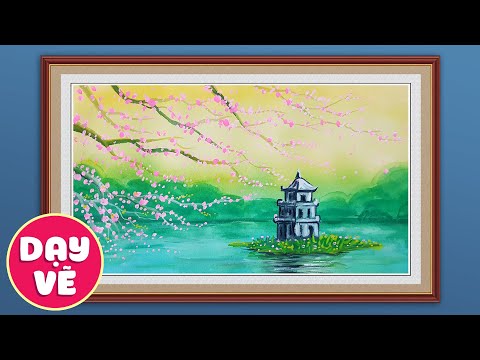 Video Dạy vẽ tranh phong cảnh Hồ Gươm từng bước ♥ How to... - youtube