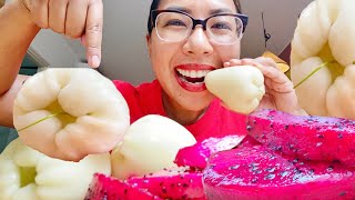 ASMR (RED MEAT DRAGON FRUIT & WHITE BELL FRUIT)| JUICY EATING SOUNDS | ASIAN FRUITS | HAPPY EATING