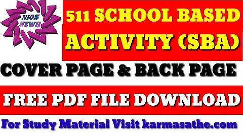 511. School based activity(SBA) Cover page & back page free pdf file download
