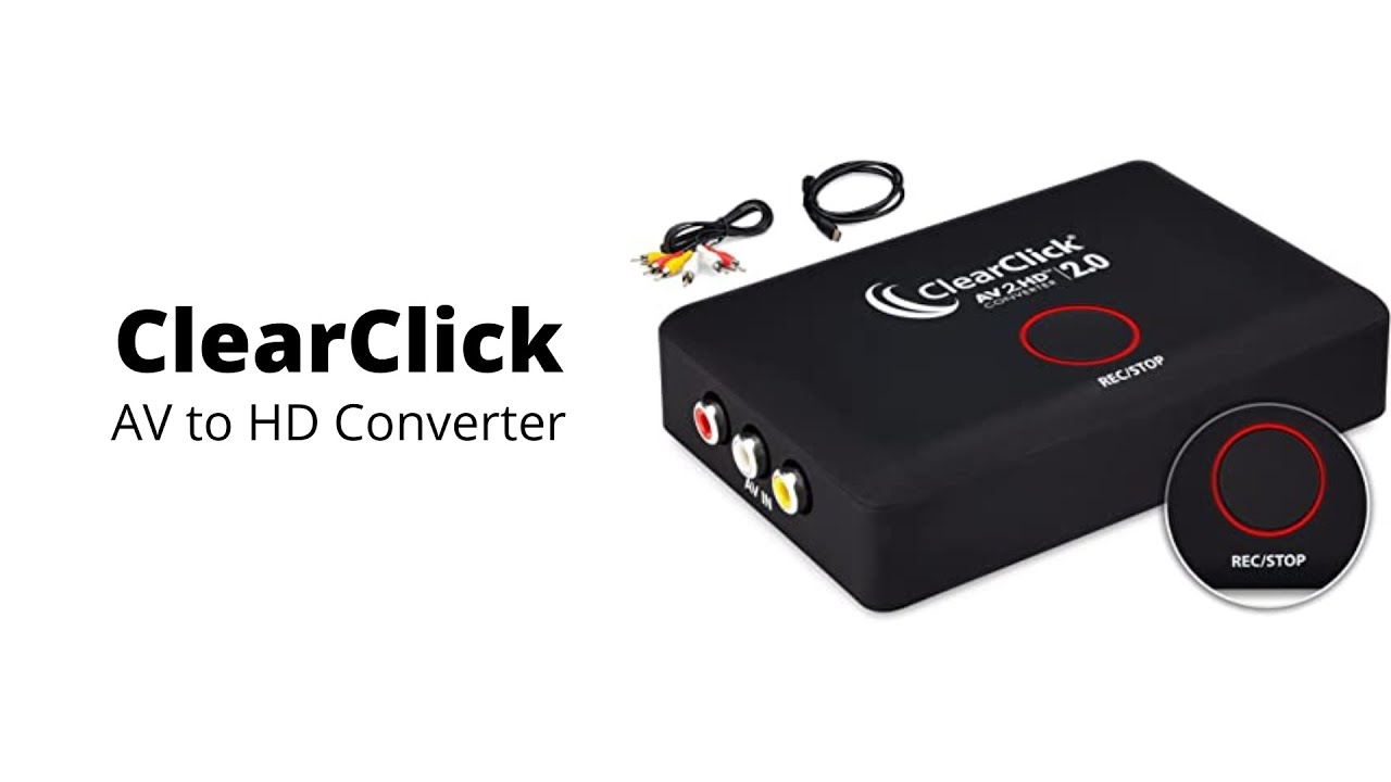 ClearClick Convertisseur AV vers HD et enregistreur 2.0 (deuxième  génération) – Adaptateur AV RCA vers HDMI pour convertir et enregistrer des  vidéos – pour magnétoscope, VHS, DVD, caméscope, Hi8, jeu : :  Électronique