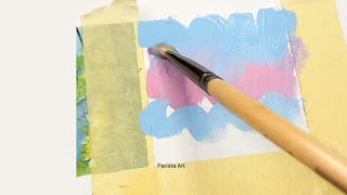 Beautiful Sky & Tree Painting /Easy painting for beginners/Gouache Painting