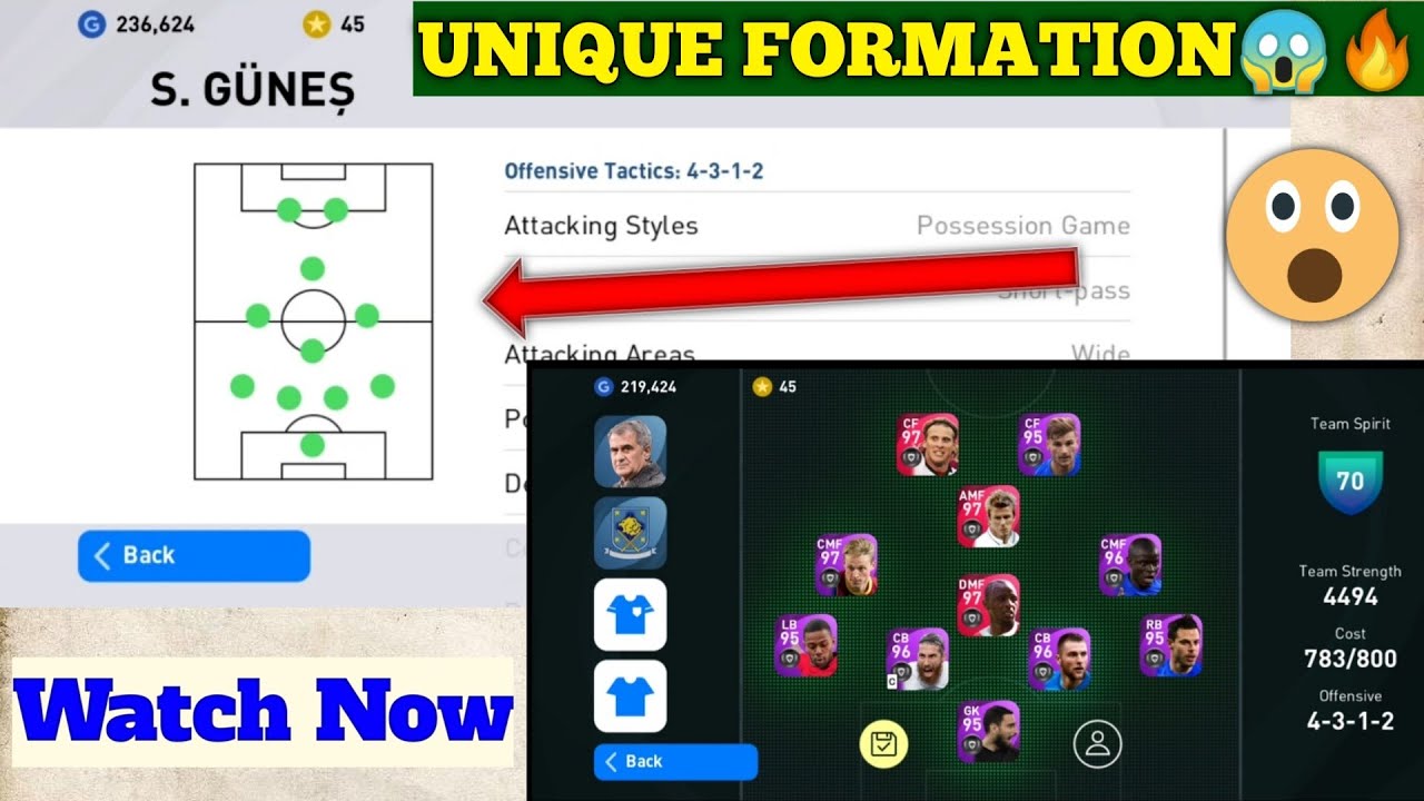 Signing New Manager S Gunes Unique Formation 4 3 1 2 Management Skill 800 Pes 21 Mobile Youtube