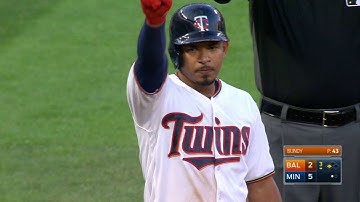 BAL@MIN: Escobar crushes two-run triple off the wall