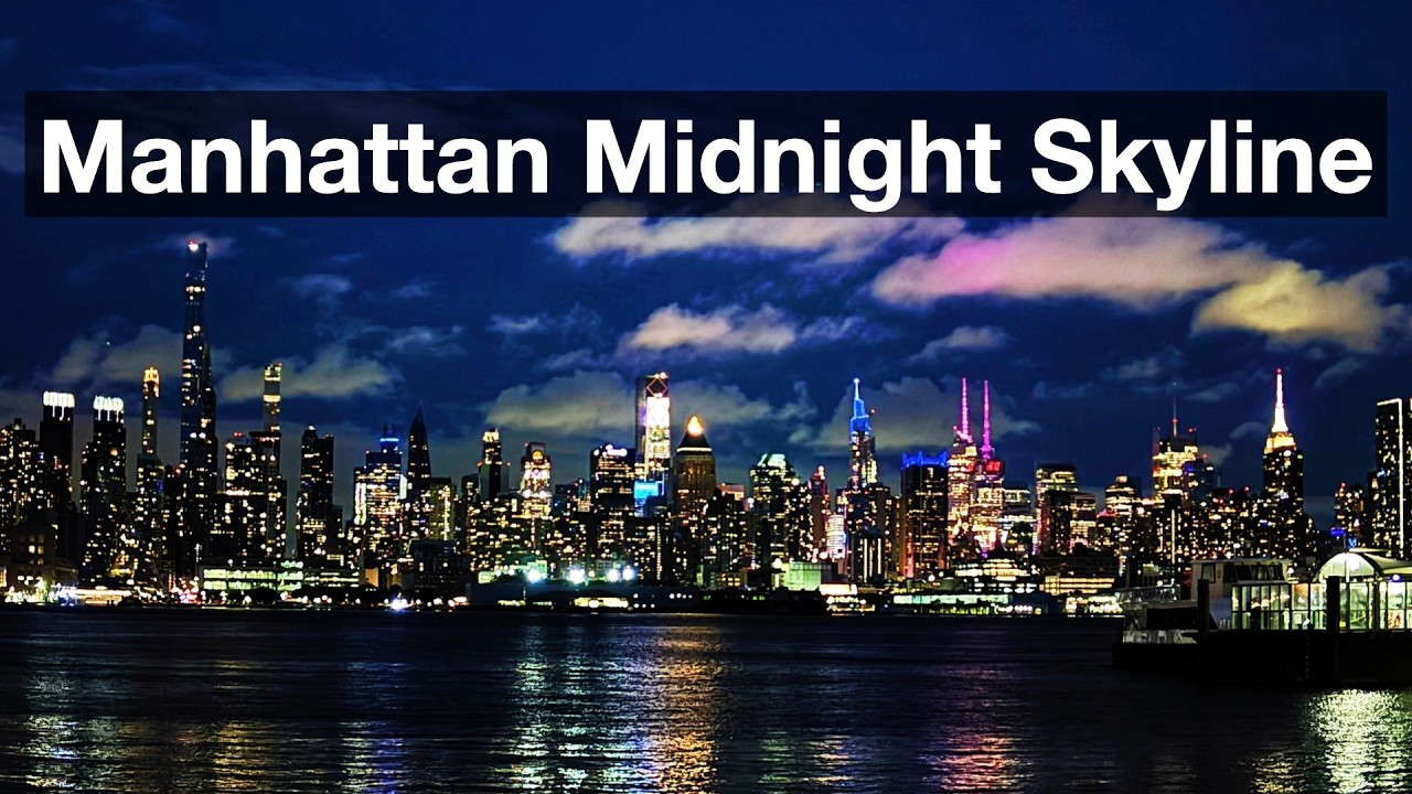 Midnight Walk at Port Imperial: Manhattan Skyline View