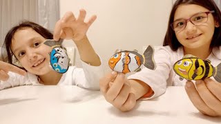 Melis ile İpek Mutlu Balıklar Tuttu! Happy Fishes! Funny Kids Video