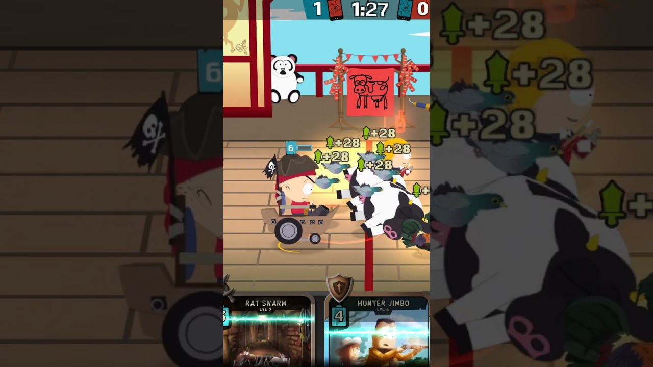 Pigeons and Frontier Bradley great defense against Cow Stampede | South Park Phone Destroyer