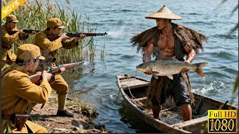 Japanese troops aim at a fisherman with a gun, but he’s a kung fu master who wipes out 100 of them.
