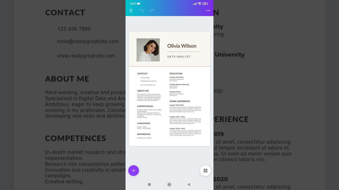 Canva Создаем простое резюме