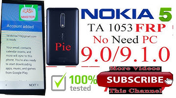 Nokia 5 TA-1053 FRP 9.0 frp bypass new trick without Pc 2019