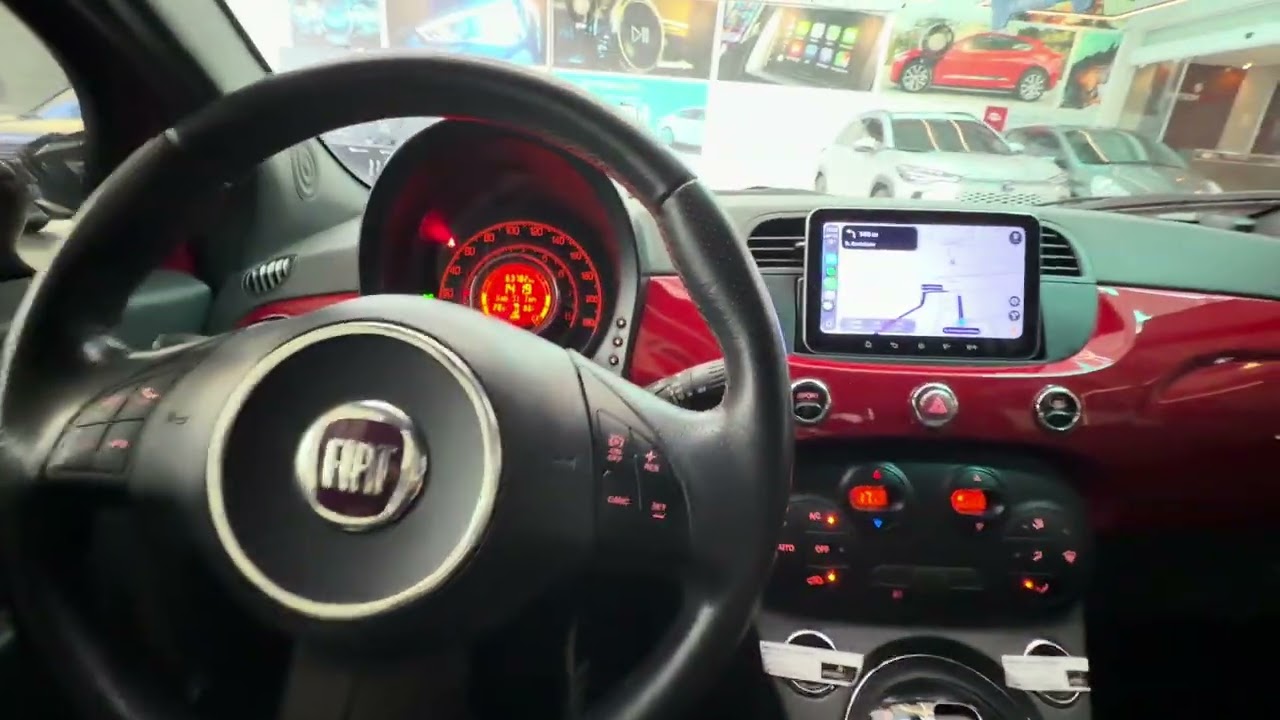 Fiat500 - Sport 2012 - Central 7” Flutuante com CarPlay e Android Auto sem fio - ArtsomAuto 