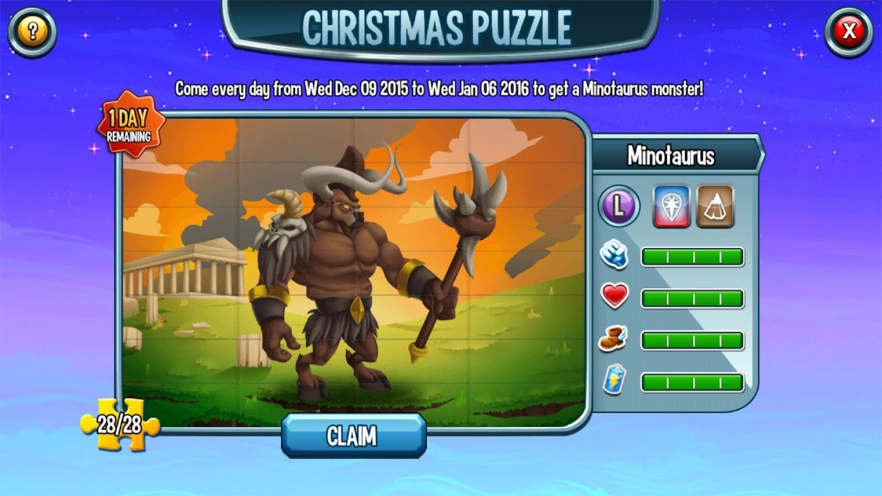 Legendary Level 100 Minotaurus Christmas Puzzle Reward - YouTube