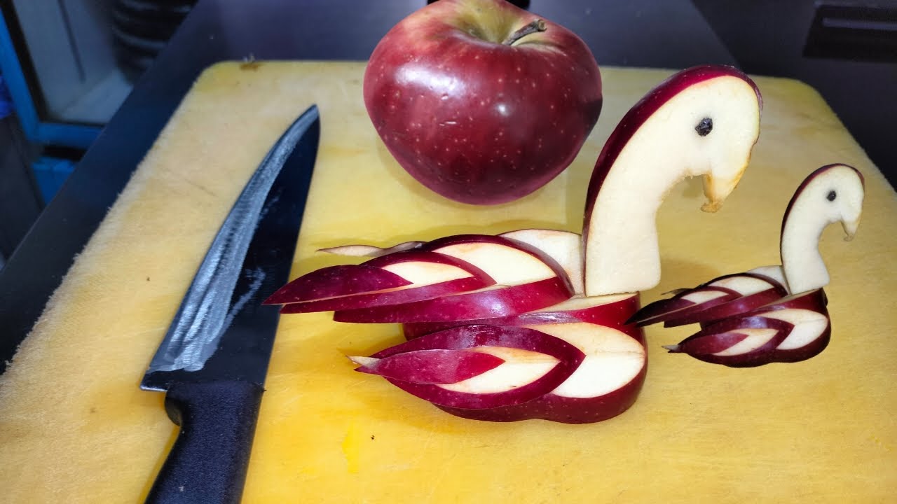 How to Make an Edible Apple Swan Apple Fruit Carving Art YouTube