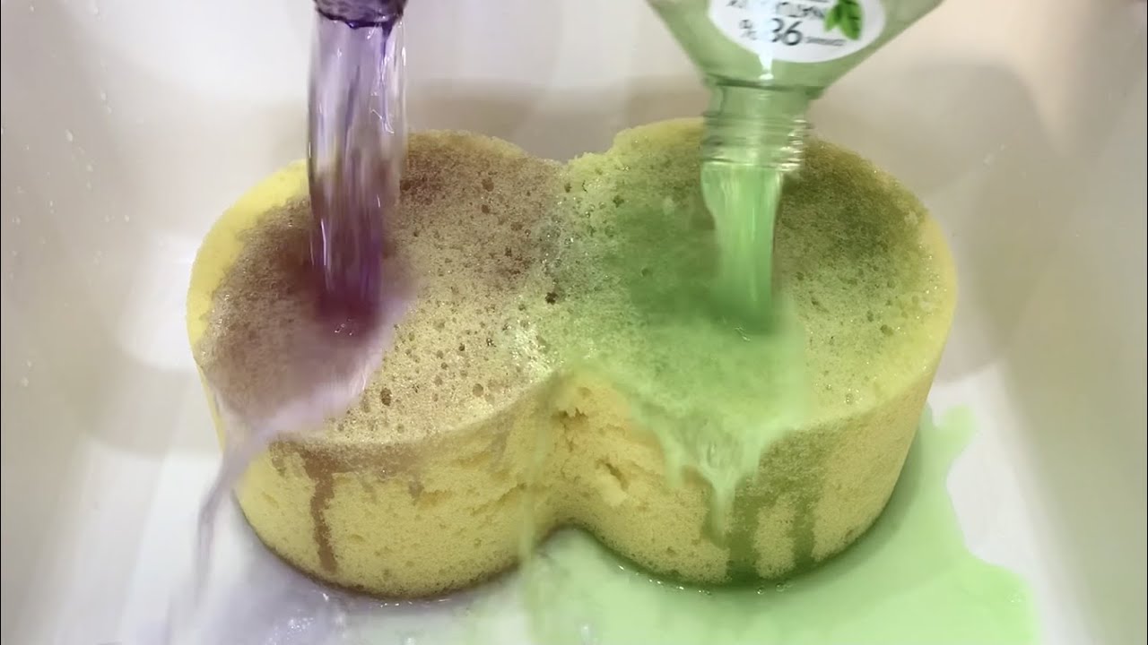 ✨Silky Smooth Suds✨ With The ♻️ Fabuloso + Murphy's Oil Mix 💚💜🍯 - sponge ASMR