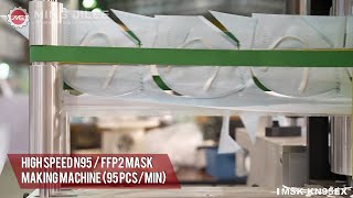 High Speed FFP2/ N95 Earloop mask making machine with CCD and auto adjustment, MGA-MSK-KN95EX