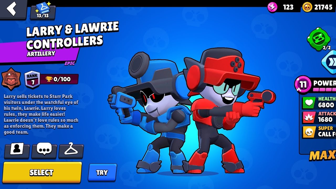 All Controller Larry And Lawrie Skin Animations In Brawl Stars YouTube