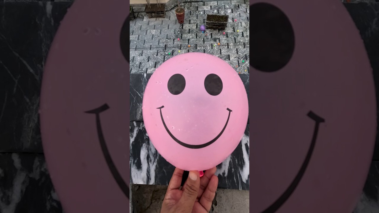 POV: Pink Smiley Balloon VS Plain Pink Balloon Drop Test 💦🎈 | ASMR Satisfaction in 4K