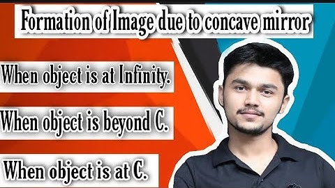 Ray diagram of concave mirror.  Object is at infinity, beyond C and at C.