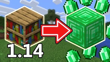 How to farm INFINITE EMERALDS using bookshelves (Minecraft 1.14)