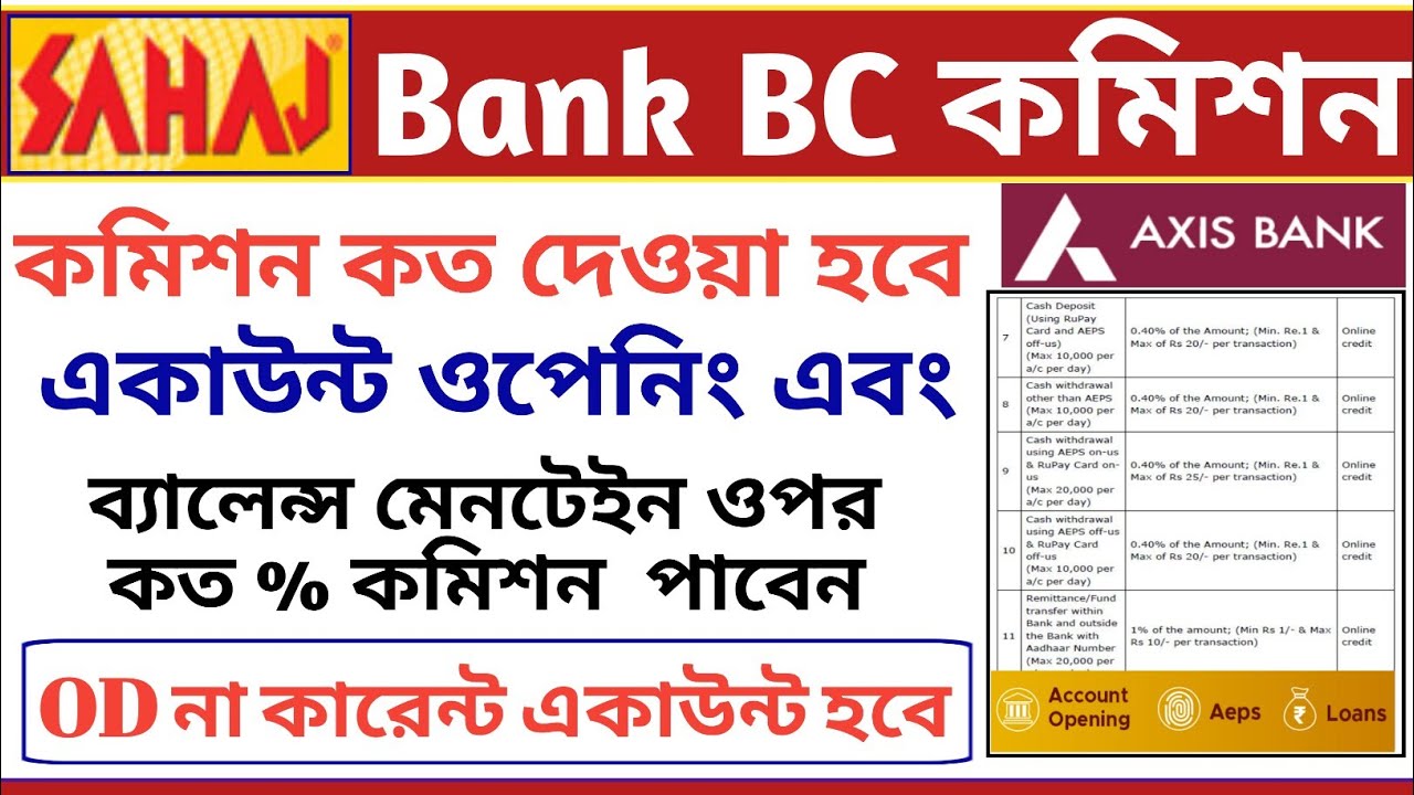 Axis Bank BC Commission Structure Sahaj Mitra VLE Axis Bank CSP