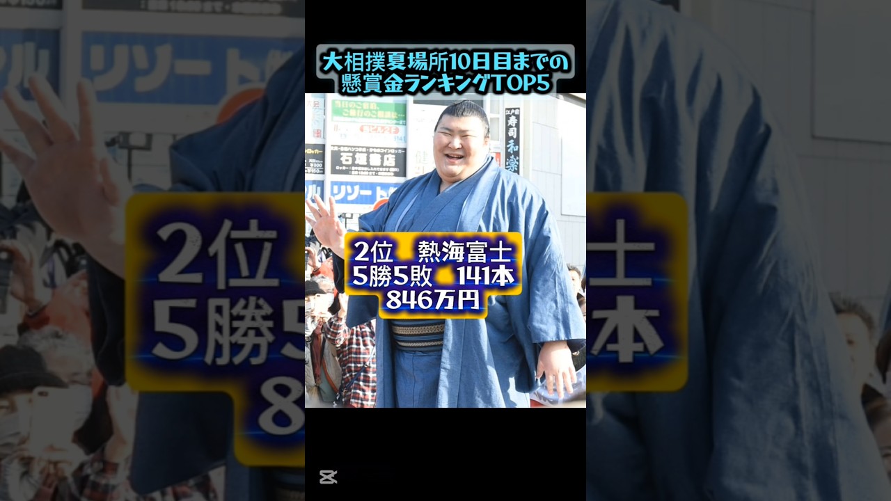 大相撲夏場所10日目までの懸賞金ランキングTOP5