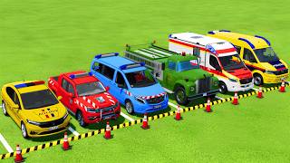 TRANSPORTING POLICE CARS, FIRE DEPARTMENT, AMBULANCE VEHICLES WITH MAN TRUCKS ! Farming Simulator 25