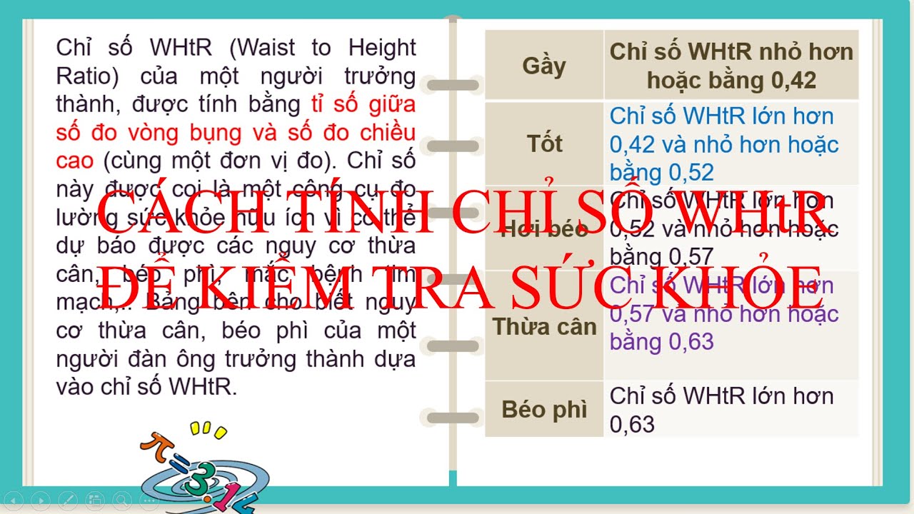 Whtr Math Cách tính Chỉ số WHtR để kiểm tra sức khỏe - YouTube