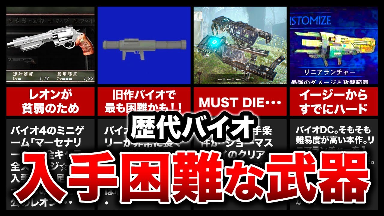 【歴代バイオ】激ムズ！入手困難だった隠し武器ランキングTOP10【resident evil】