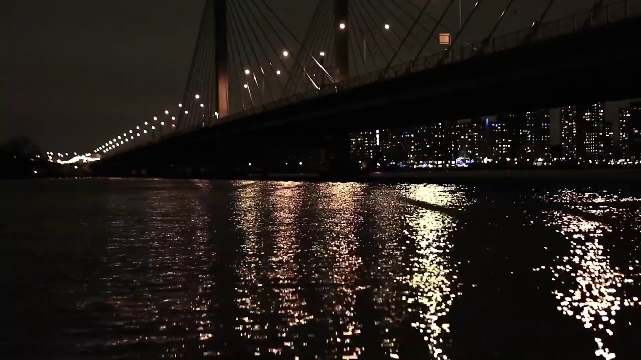 Free  Background Video - City and River  at night