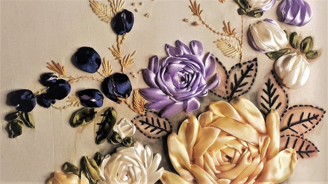 Ribbon embroidery wall art YouTube