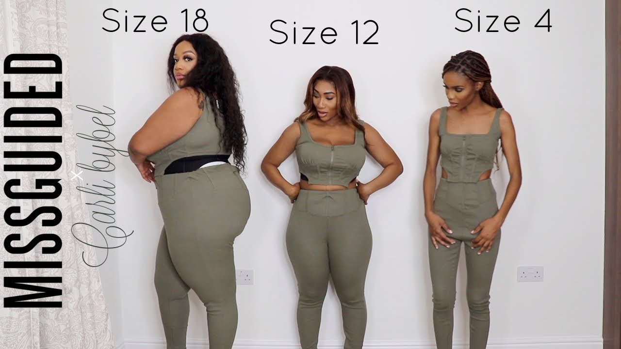 SIZE 4 vs 12 vs 18 TRY ON SAME MISSGUIDED x Carli Bybel OUTFITS - chileeee  its not giving 